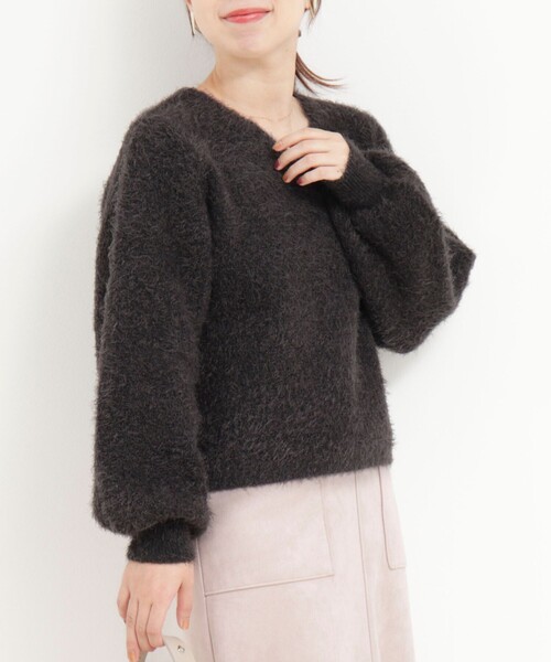 MICO COULIER（ミコクリエ）の「ダブルフェイスシャギー2WAYプルオーバーニット（ニット/セーター・レディース・ブルー/チャコールグレー/グレイッシュベージュ・38）」の12枚目の写真