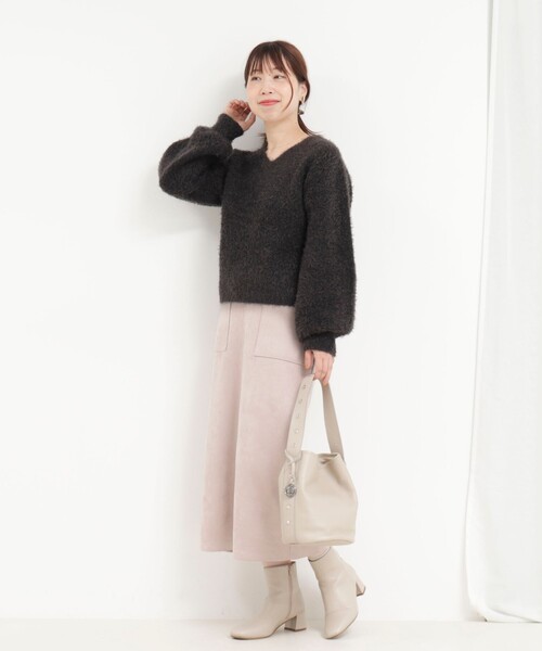 MICO COULIER（ミコクリエ）の「ダブルフェイスシャギー2WAYプルオーバーニット（ニット/セーター・レディース・ブルー/チャコールグレー/グレイッシュベージュ・38）」の11枚目の写真