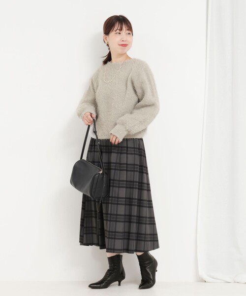 MICO COULIER（ミコクリエ）の「ダブルフェイスシャギー2WAYプルオーバーニット（ニット/セーター・レディース・ブルー/チャコールグレー/グレイッシュベージュ・38）」の6枚目の写真