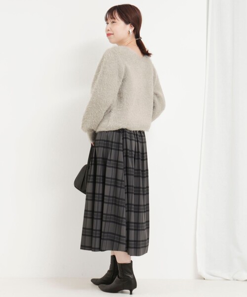 MICO COULIER（ミコクリエ）の「ダブルフェイスシャギー2WAYプルオーバーニット（ニット/セーター・レディース・ブルー/チャコールグレー/グレイッシュベージュ・38）」の18枚目の写真