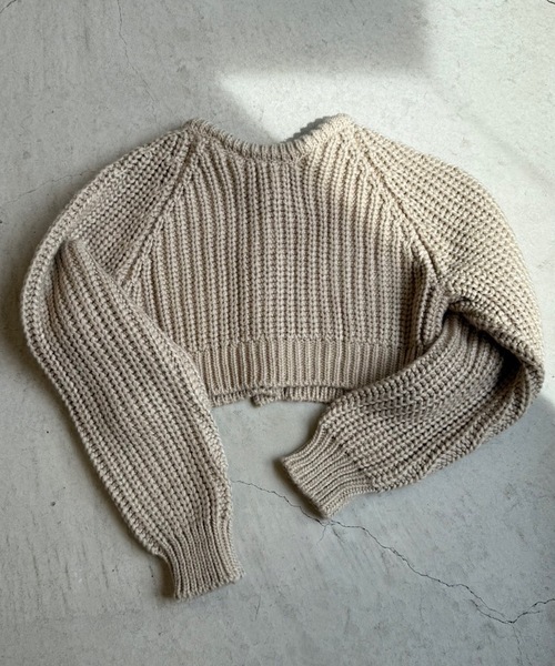 room153（ルームイチゴサン）の「2wayチャンキークロップドニット（ニット/セーター・レディース・チャコールグレー/ベージュ・FREE）」の11枚目の写真