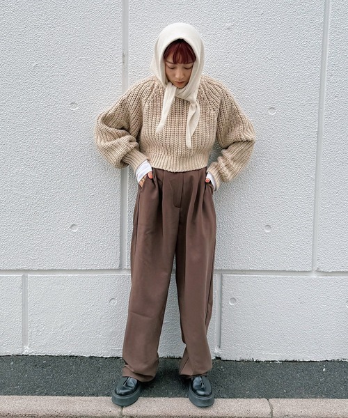 room153（ルームイチゴサン）の「2wayチャンキークロップドニット（ニット/セーター・レディース・チャコールグレー/ベージュ・FREE）」の22枚目の写真