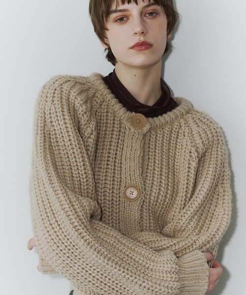 room153（ルームイチゴサン）の「2wayチャンキークロップドニット（ニット/セーター・レディース・チャコールグレー/ベージュ・FREE）」の12枚目の写真