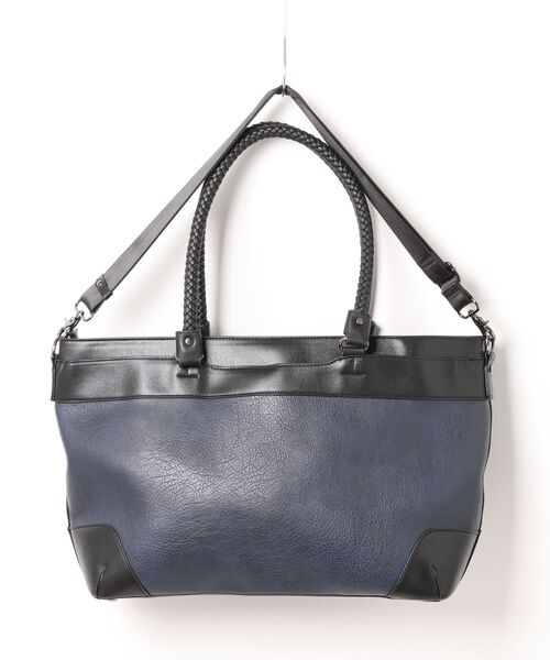 m.f.editorial（エムエフエディトリアル）の「【A4対応】m.f.エディトリアル メンズ ムラ型押し トートバッグ（トートバッグ・メンズ・ブラック/ネイビー・FREE）」の3枚目の写真