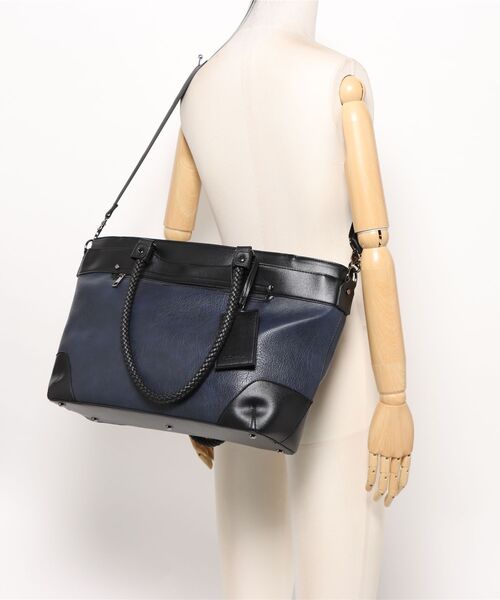 m.f.editorial（エムエフエディトリアル）の「【A4対応】m.f.エディトリアル メンズ ムラ型押し トートバッグ（トートバッグ・メンズ・ブラック/ネイビー・FREE）」の6枚目の写真