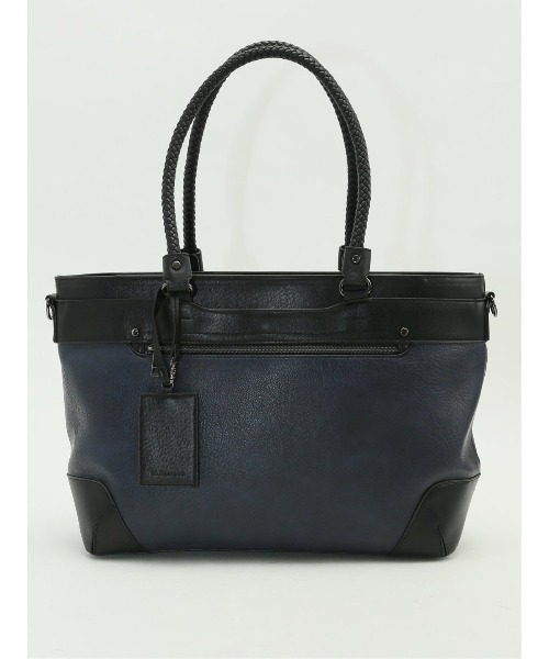 m.f.editorial（エムエフエディトリアル）の「【A4対応】m.f.エディトリアル メンズ ムラ型押し トートバッグ（トートバッグ・メンズ・ブラック/ネイビー・FREE）」の2枚目の写真