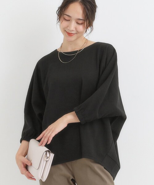 SHOO・LA・RUE(シューラルー)の「【S-LL/7分袖】ゆるシルエットが心地よい ドルマントップス(Tシャツ/カットソー・レディース・ブルー系その他/ワインレッド/ブラウン系/ブラック・01/02/03/04)」の1枚目の写真