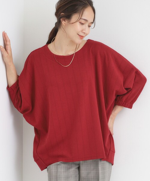 SHOO・LA・RUE(シューラルー)の「【S-LL/7分袖】ゆるシルエットが心地よい ドルマントップス(Tシャツ/カットソー・レディース・ブルー系その他/ワインレッド/ブラウン系/ブラック・01/02/03/04)」の4枚目の写真