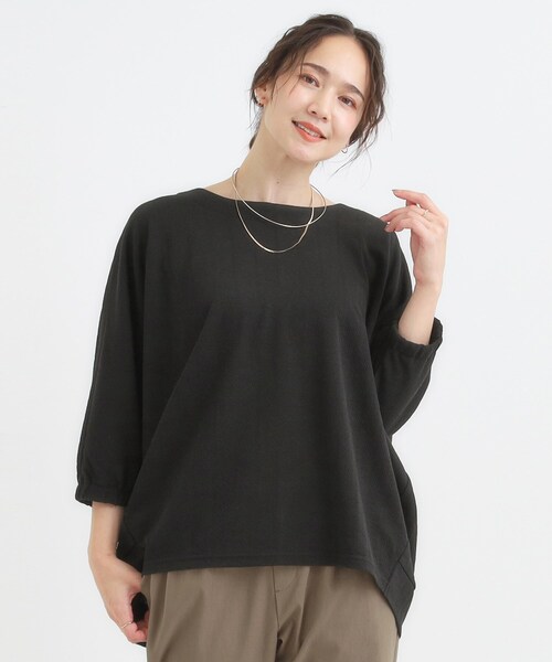 SHOO・LA・RUE(シューラルー)の「【S-LL/7分袖】ゆるシルエットが心地よい ドルマントップス(Tシャツ/カットソー・レディース・ブルー系その他/ワインレッド/ブラウン系/ブラック・01/02/03/04)」の22枚目の写真