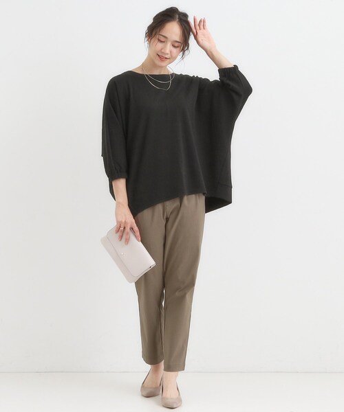 SHOO・LA・RUE(シューラルー)の「【S-LL/7分袖】ゆるシルエットが心地よい ドルマントップス(Tシャツ/カットソー・レディース・ブルー系その他/ワインレッド/ブラウン系/ブラック・01/02/03/04)」の20枚目の写真
