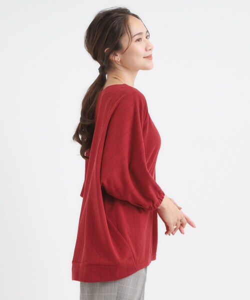 SHOO・LA・RUE(シューラルー)の「【S-LL/7分袖】ゆるシルエットが心地よい ドルマントップス(Tシャツ/カットソー・レディース・ブルー系その他/ワインレッド/ブラウン系/ブラック・01/02/03/04)」の17枚目の写真