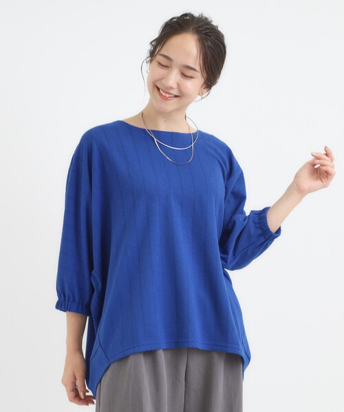SHOO・LA・RUE(シューラルー)の「【S-LL/7分袖】ゆるシルエットが心地よい ドルマントップス(Tシャツ/カットソー・レディース・ブルー系その他/ワインレッド/ブラウン系/ブラック・01/02/03/04)」の14枚目の写真