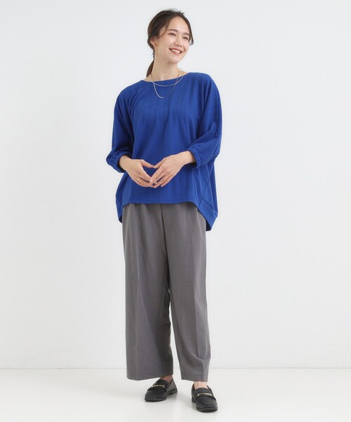 SHOO・LA・RUE(シューラルー)の「【S-LL/7分袖】ゆるシルエットが心地よい ドルマントップス(Tシャツ/カットソー・レディース・ブルー系その他/ワインレッド/ブラウン系/ブラック・01/02/03/04)」の12枚目の写真