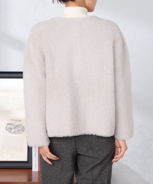 GALLORIA（ギャローリア）の「ニットファーカーディガン（カーディガン/ボレロ・レディース・ライトグレー/ネイビー・S/M/L/LL）」の5枚目の写真