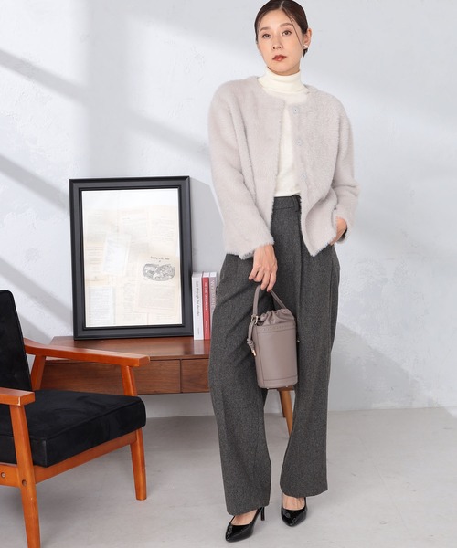 GALLORIA（ギャローリア）の「ニットファーカーディガン（カーディガン/ボレロ・レディース・ライトグレー/ネイビー・S/M/L/LL）」の6枚目の写真