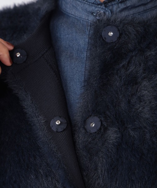 GALLORIA（ギャローリア）の「ニットファーカーディガン（カーディガン/ボレロ・レディース・ライトグレー/ネイビー・S/M/L/LL）」の8枚目の写真