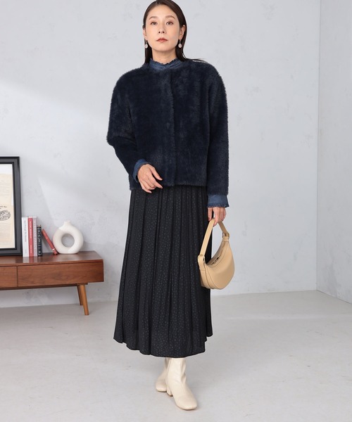 GALLORIA（ギャローリア）の「ニットファーカーディガン（カーディガン/ボレロ・レディース・ライトグレー/ネイビー・S/M/L/LL）」の10枚目の写真