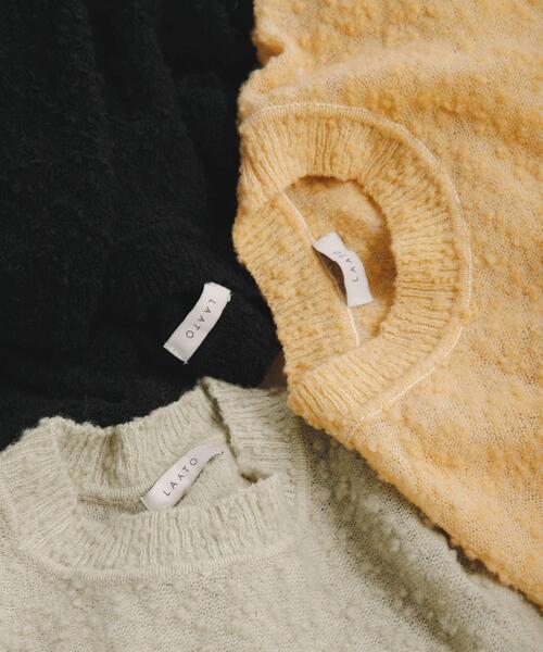 LAATO(ラート)の「pill pill loose knit(ニット/セーター・レディース・オレンジ/ブラック/ライトグレー・FREE)」の5枚目の写真