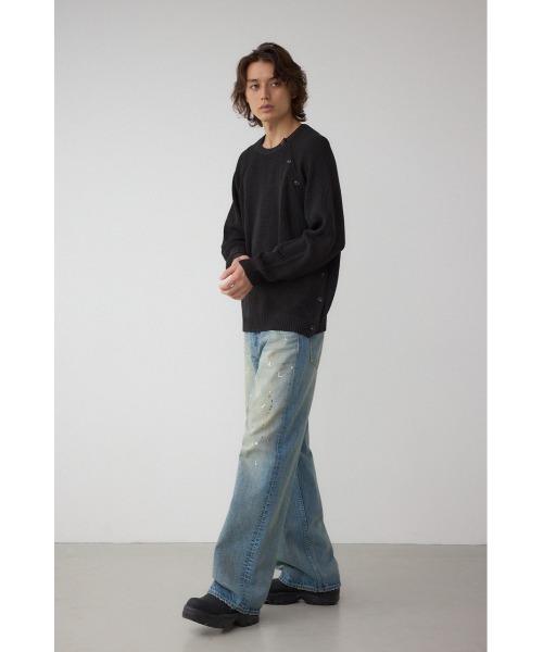AZUL by moussy(アズールバイマウジー)の「ショルダーボタンニットトップス(ニット/セーター・メンズ・ブラック/ブラウン/ベージュ・SMALL/MEDIUM/LARGE)」の6枚目の写真