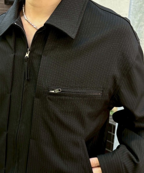 Chikashitsu +(チカシツプラス)の「【Chikashitsu +】pin tuck stripe blouson / 【チカシツプラス】ピンタックストライプブルゾン(ブルゾン・メンズ・チャコール/ブラック・L/M)」の11枚目の写真