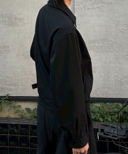 Chikashitsu +(チカシツプラス)の「【Chikashitsu +】pin tuck stripe blouson / 【チカシツプラス】ピンタックストライプブルゾン(ブルゾン・メンズ・チャコール/ブラック・L/M)」の9枚目の写真