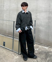 Chikashitsu +（チカシツプラス）の「【Chikashitsu +】pin tuck stripe blouson / 【チカシツプラス】ピンタックストライプブルゾン（ブルゾン）」
