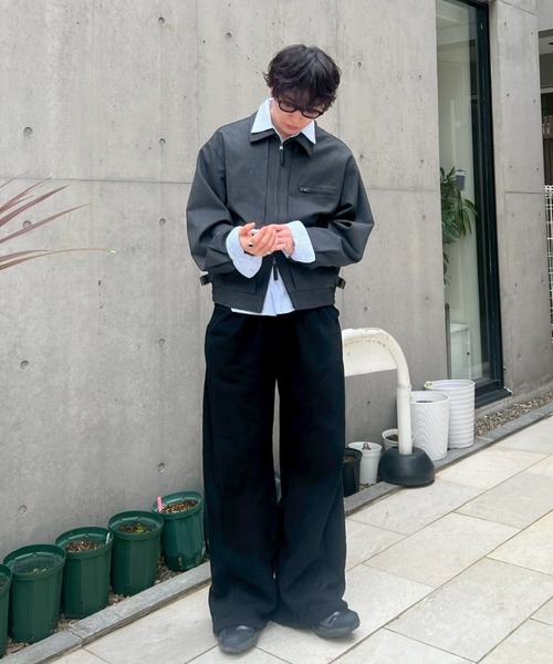 ブルゾンブラックchiii様 Chikashitsu +】pin tuck stripe blouson / 【チカシツプラス