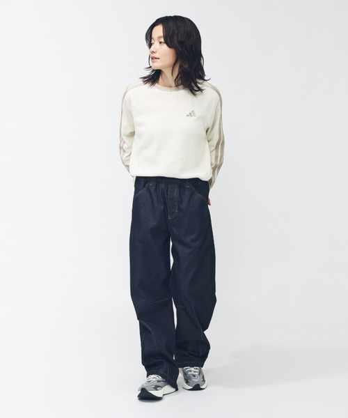 adidas(アディダス)の「【別注】アディダス adidas ワッフル スリーストライプス オーバーサイズフィット ロングスリーブTシャ 限定コラボ(Tシャツ/カットソー・レディース・オフホワイト/ブラウン/サンドグレー・S/M/L/XL)」の7枚目の写真