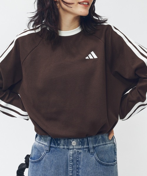 adidas(アディダス)の「【別注】アディダス adidas ワッフル スリーストライプス オーバーサイズフィット ロングスリーブTシャ 限定コラボ(Tシャツ/カットソー・レディース・オフホワイト/ブラウン/サンドグレー・S/M/L/XL)」の13枚目の写真