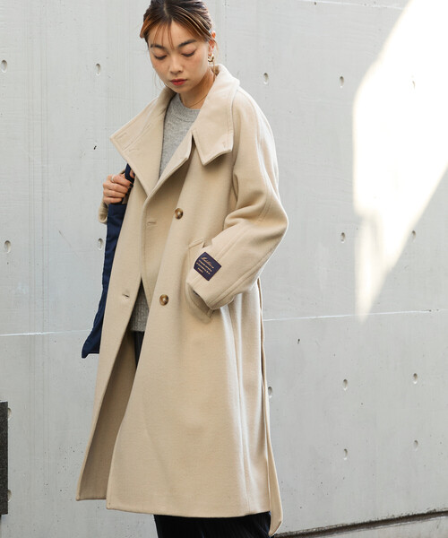 FREAK'S STORE（フリークスストア）の「＜低身長サイズあり＞2WAY ウール ハイネック ロングコート（ステンカラーコート・レディース・ブラウン/ブラック/オフホワイト・ﾌﾘ-/X-SMALL）」の3枚目の写真