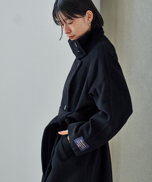 低身長サイズあり＞2WAY ウール ハイネック ロングコート（ステン