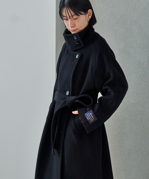 セール】＜低身長サイズあり＞2WAY ウール ハイネック ロングコート