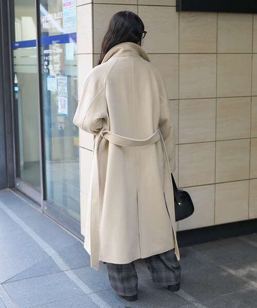 FREAK'S STORE（フリークスストア）の「＜低身長サイズあり＞2WAY ウール ハイネック ロングコート（ステンカラーコート・レディース・ブラウン/ブラック/オフホワイト・ﾌﾘ-/X-SMALL）」の15枚目の写真