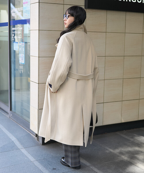 FREAK'S STORE（フリークスストア）の「＜低身長サイズあり＞2WAY ウール ハイネック ロングコート（ステンカラーコート・レディース・ブラウン/ブラック/オフホワイト・ﾌﾘ-/X-SMALL）」の16枚目の写真