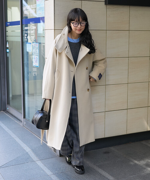 FREAK'S STORE（フリークスストア）の「＜低身長サイズあり＞2WAY ウール ハイネック ロングコート（ステンカラーコート・レディース・ブラウン/ブラック/オフホワイト・ﾌﾘ-/X-SMALL）」の17枚目の写真