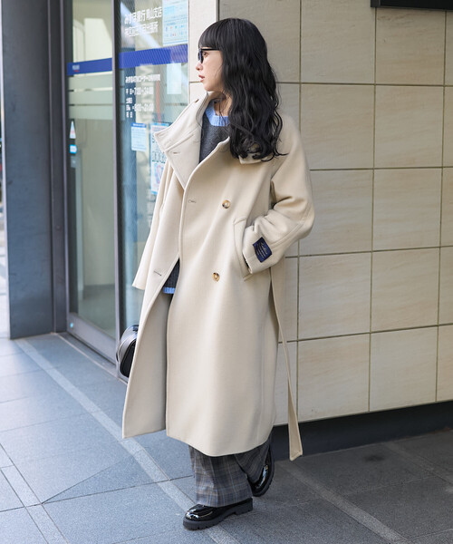 FREAK'S STORE（フリークスストア）の「＜低身長サイズあり＞2WAY ウール ハイネック ロングコート（ステンカラーコート・レディース・ブラウン/ブラック/オフホワイト・ﾌﾘ-/X-SMALL）」の18枚目の写真