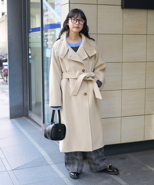 FREAK'S STORE（フリークスストア）の「＜低身長サイズあり＞2WAY ウール ハイネック ロングコート（ステンカラーコート・レディース・ブラウン/ブラック/オフホワイト・ﾌﾘ-/X-SMALL）」の22枚目の写真