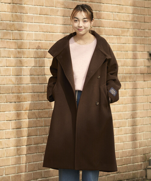 ADORE ダークブラウン ロングコート 低身長サイズあり＞2WAY ウール ハイネック ロングコート（ステン