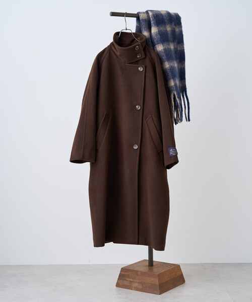 FREAK'S STORE（フリークスストア）の「＜低身長サイズあり＞2WAY ウール ハイネック ロングコート（ステンカラーコート・レディース・ブラウン/ブラック/オフホワイト・ﾌﾘ-/X-SMALL）」の10枚目の写真