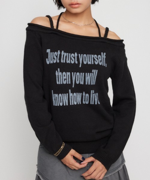 LAGUA GEM（ラグアジェム）の「NECK LOOSEY PRINT ニット（ニット/セーター・レディース・ブラウン/アイボリー/ブラック・FREE）」の3枚目の写真