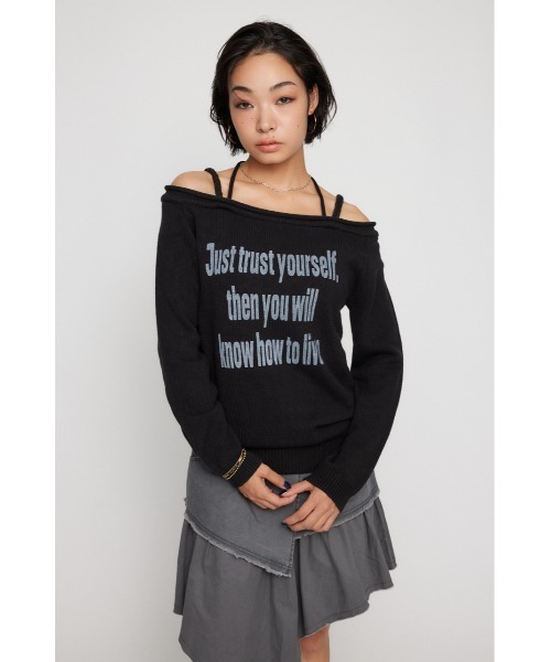 LAGUA GEM（ラグアジェム）の「NECK LOOSEY PRINT ニット（ニット/セーター・レディース・ブラウン/アイボリー/ブラック・FREE）」の4枚目の写真