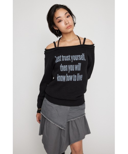 LAGUA GEM（ラグアジェム）の「NECK LOOSEY PRINT ニット（ニット/セーター・レディース・ブラウン/アイボリー/ブラック・FREE）」の6枚目の写真