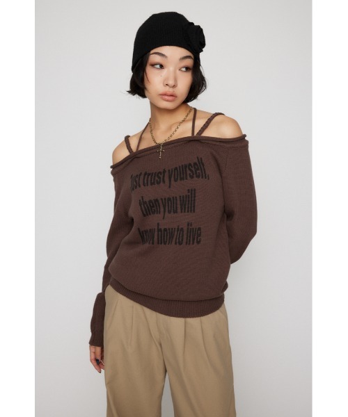 LAGUA GEM（ラグアジェム）の「NECK LOOSEY PRINT ニット（ニット/セーター・レディース・ブラウン/アイボリー/ブラック・FREE）」の11枚目の写真