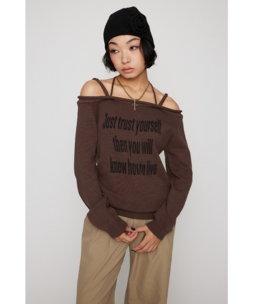 LAGUA GEM（ラグアジェム）の「NECK LOOSEY PRINT ニット（ニット/セーター・レディース・ブラウン/アイボリー/ブラック・FREE）」の10枚目の写真