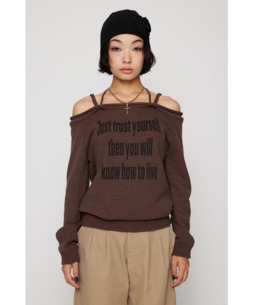 LAGUA GEM（ラグアジェム）の「NECK LOOSEY PRINT ニット（ニット/セーター・レディース・ブラウン/アイボリー/ブラック・FREE）」の9枚目の写真