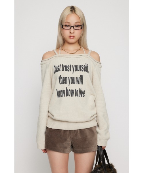 LAGUA GEM（ラグアジェム）の「NECK LOOSEY PRINT ニット（ニット/セーター・レディース・ブラウン/アイボリー/ブラック・FREE）」の14枚目の写真