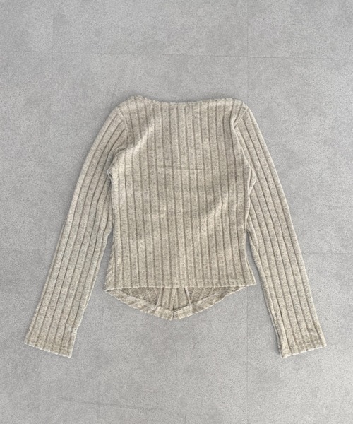SHEPP(シープ)の「スリムフィットリブニットソー(ニット/セーター・レディース・アイボリー/ピンク/チャコール・M)」の7枚目の写真