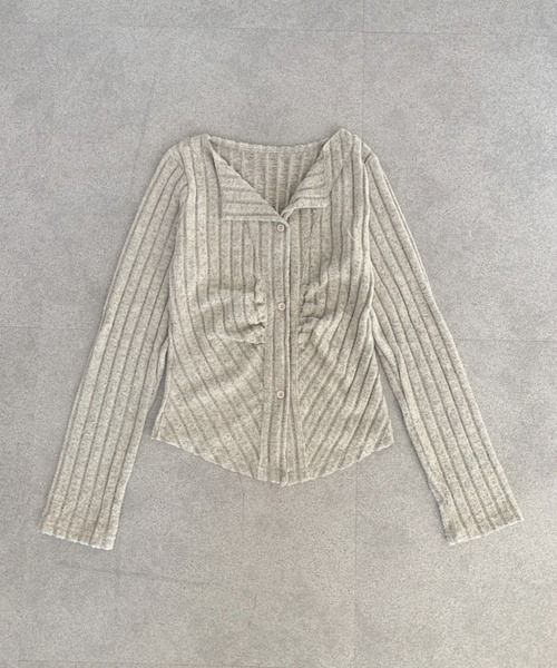 SHEPP(シープ)の「スリムフィットリブニットソー(ニット/セーター・レディース・アイボリー/ピンク/チャコール・M)」の6枚目の写真