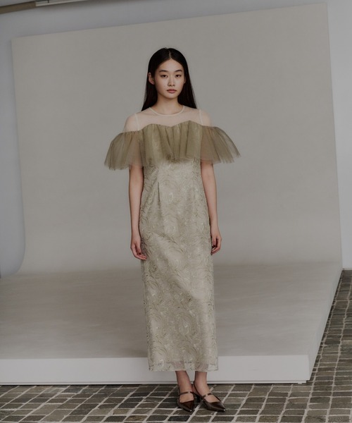 セール】チュールフリルエンブロイダリードレス / tulle frills