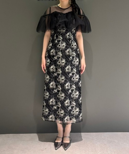 チュールフリルエンブロイダリードレス / tulle frills embroidery